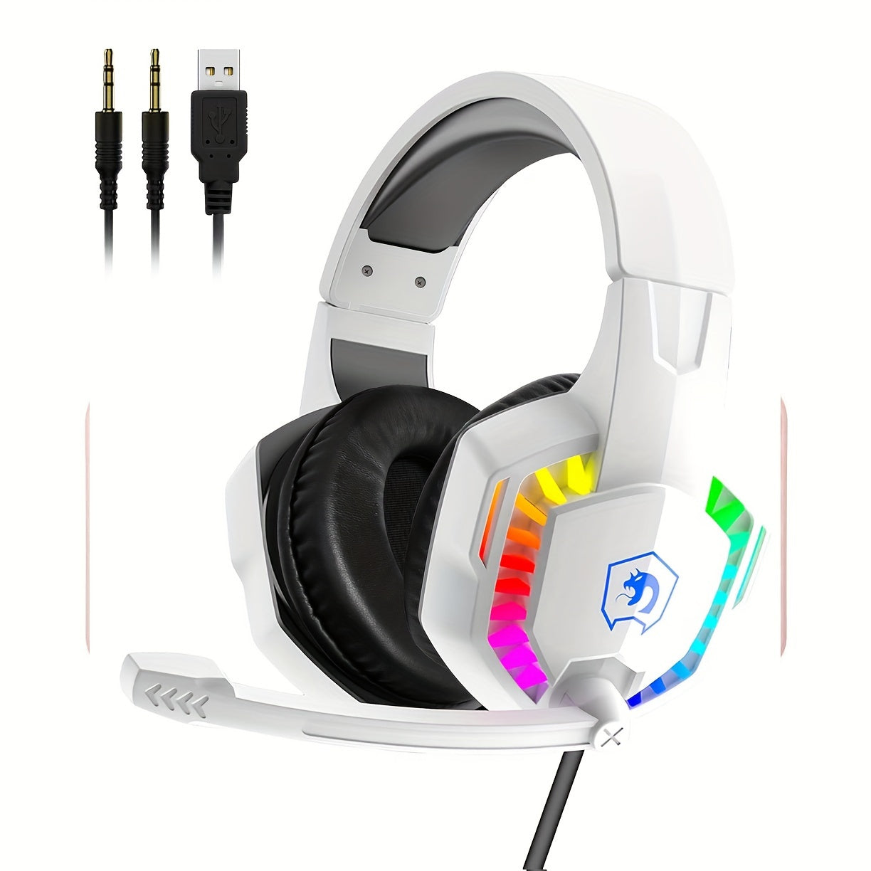 Wired Gaming Headset with Noise-Canceling Microphone RGB Lights Over-Ear for PS4 Xbox PC Mac