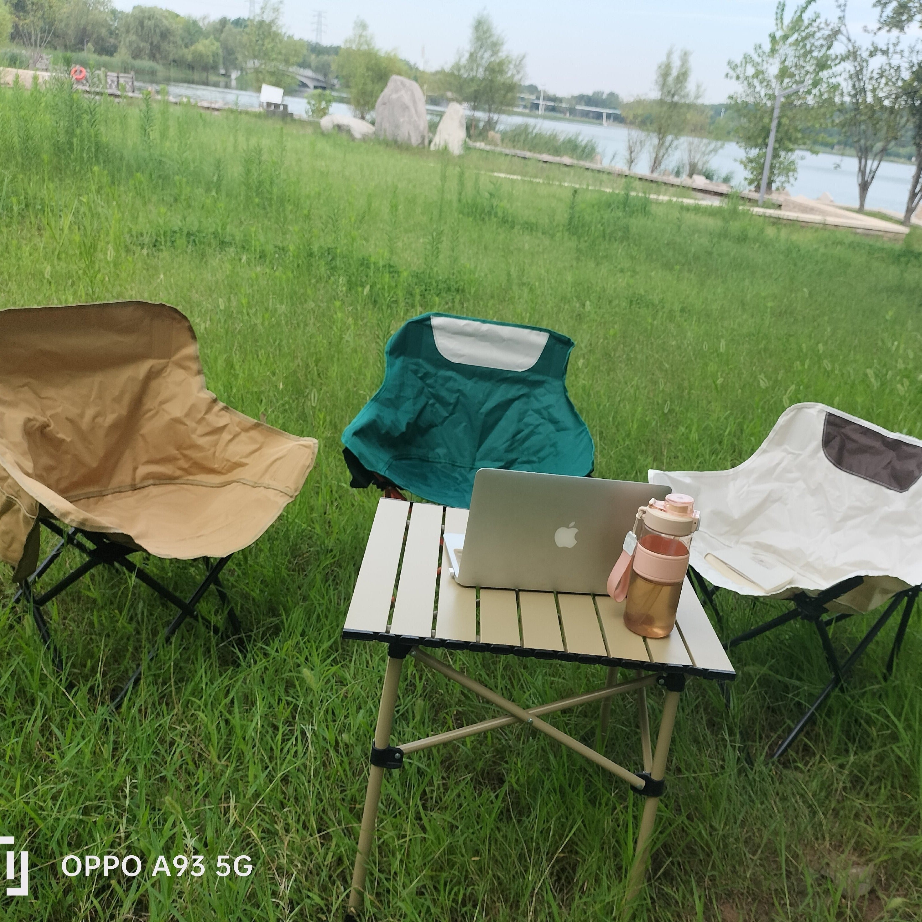 Outdoor Folding Table Stainless Steel Casual Sea-Colored