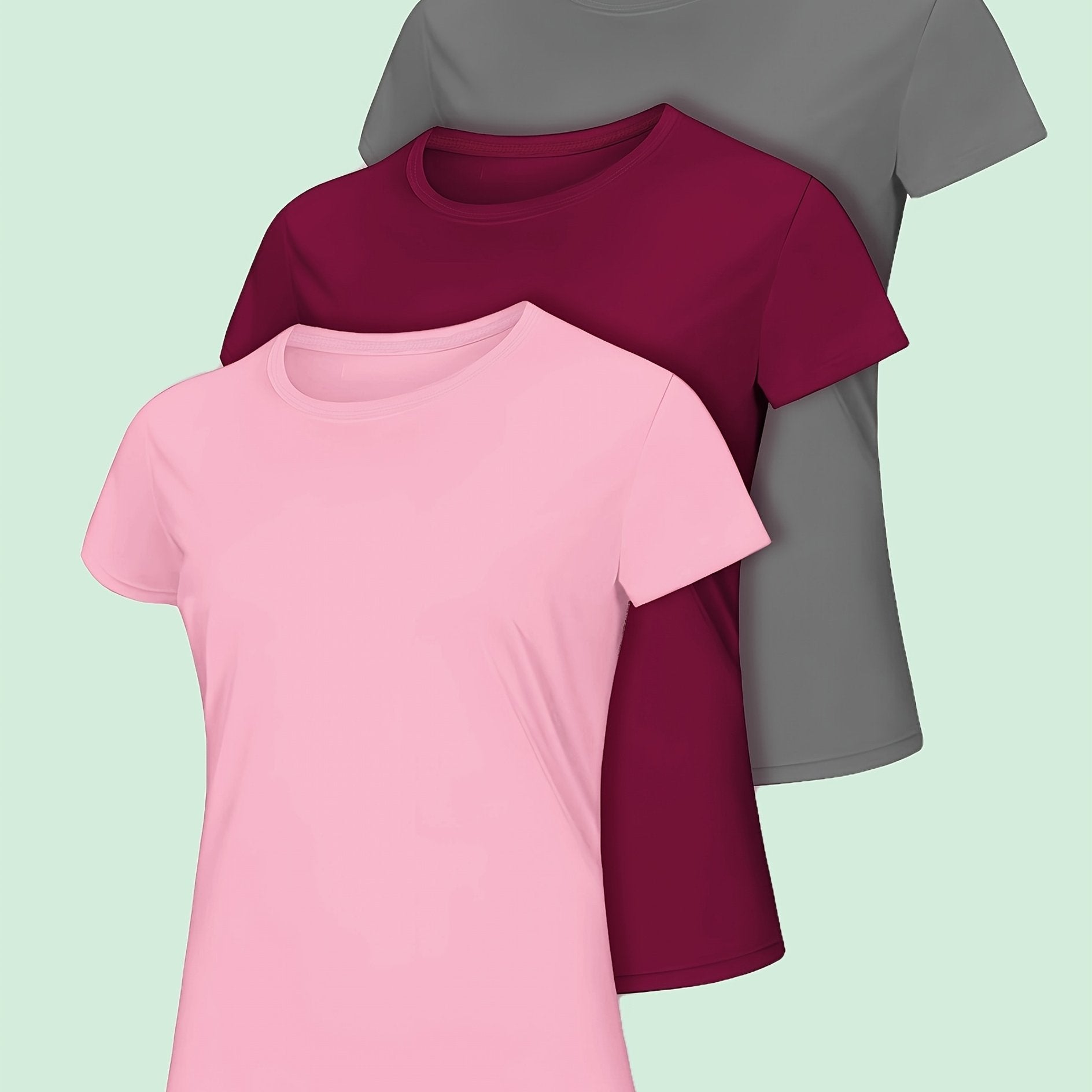 Women's Plus Size Round Neck T-Shirts Yoga Clothes Casual Tops Pack of 3 and 5