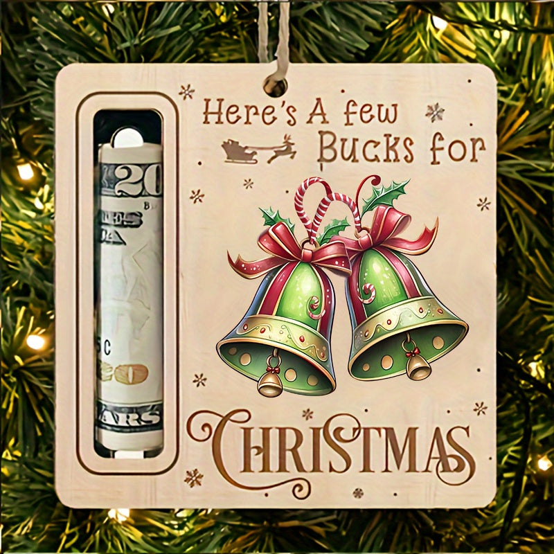 Adorno de árbol de Navidad con Santa, muñeco de nieve, galleta de jengibre, campanas, bastón de caramelo, madera artificial