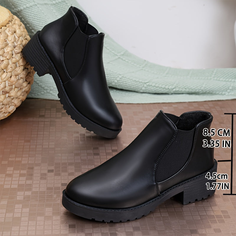 Женские ботинки-слипы на среднем каблуке черные с амортизирующей стелькой, всесезонные