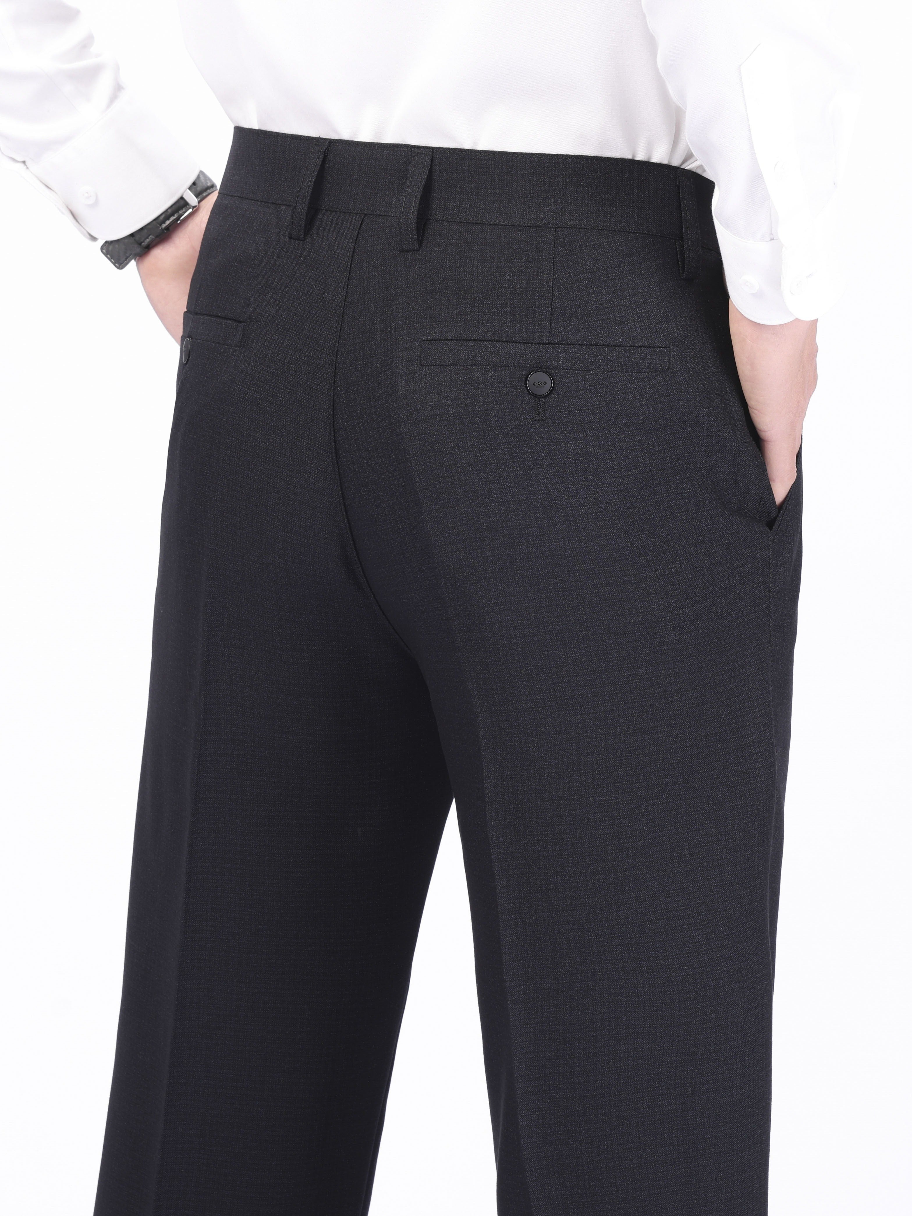 Men's Large Solid Color Business Dress Pants Polyester Woven Regular Fit