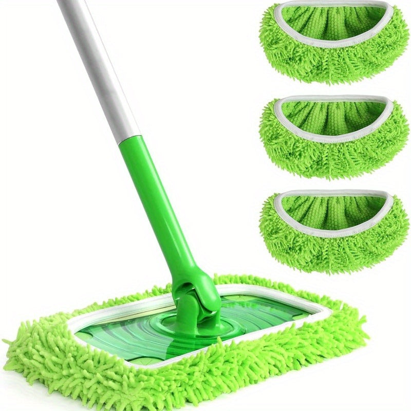 Paños de microfibra reutilizables para trapeador de chenilla, pack de 3 para limpieza de suelos húmedos y secos