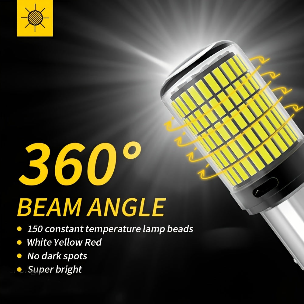 2 Pack LED 1156 1157 P21W Car Brake Reverse Tail Signal Lights White Red Yellow