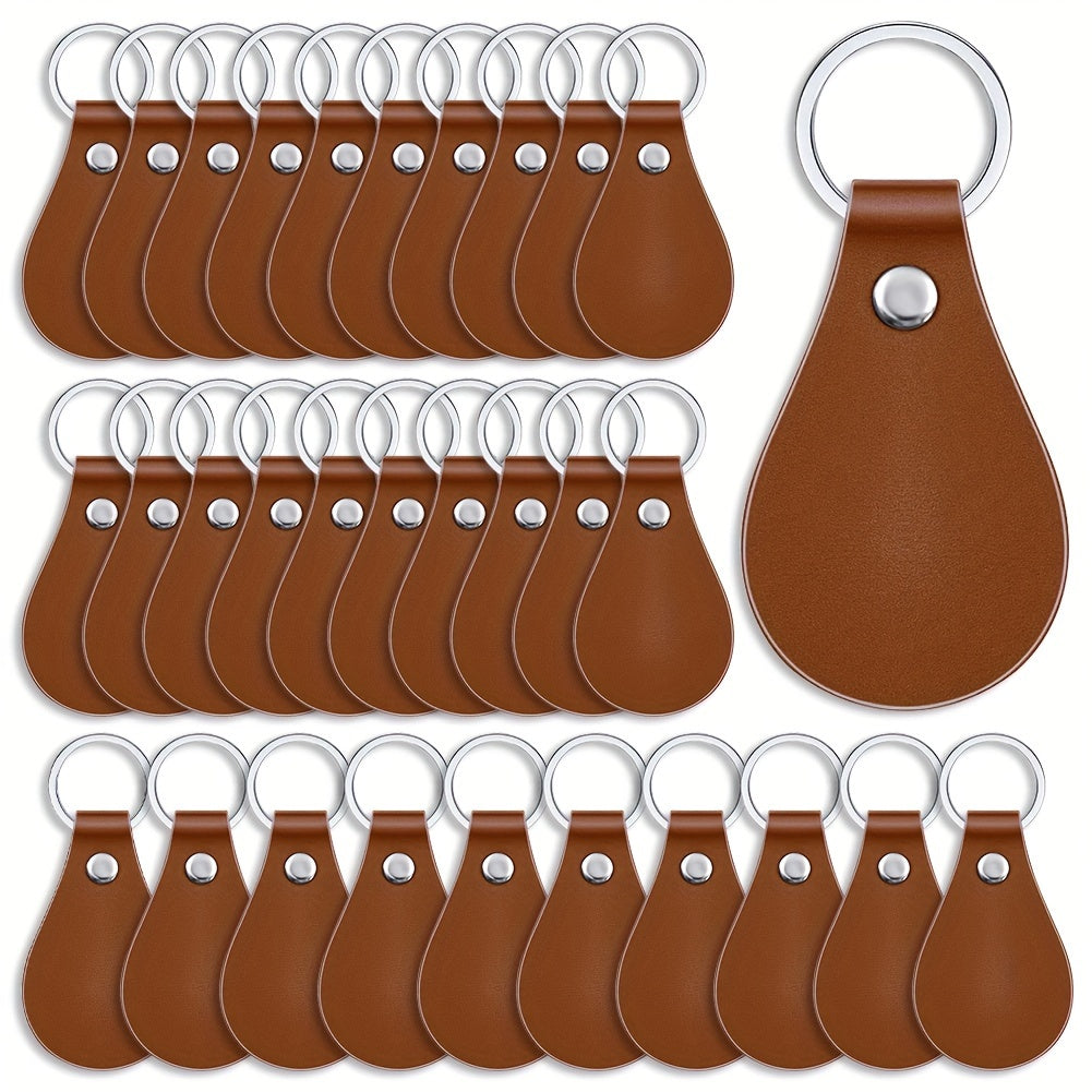 30 Pack PU Leather Key Fob Blanks with Laser Engraving for Gifting and Crafting