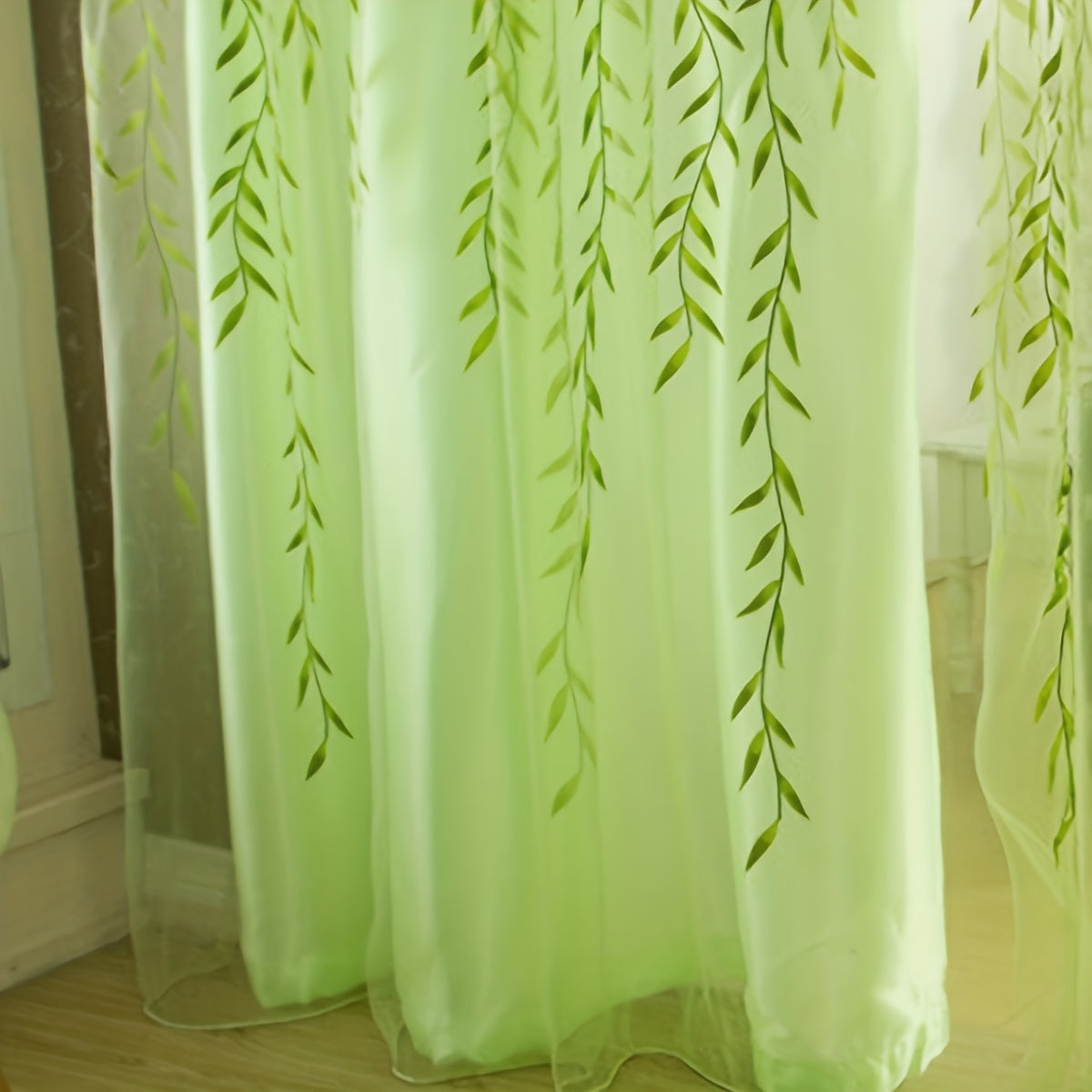 Green Sheer Curtain for Bedroom Living Room Office Window Treatment