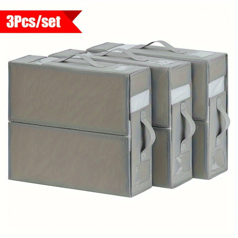 Foldable Storage Bins Set Gray for Linen Closet Bedding Organization 1 3 6 Pieces