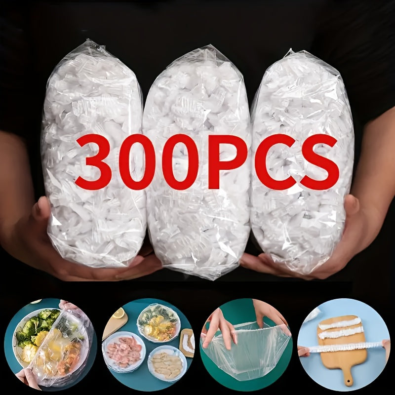 Plastic Food Storage Bags with Elastic Lids, 100 Pieces, Preserving Fruits Vegetables Meat