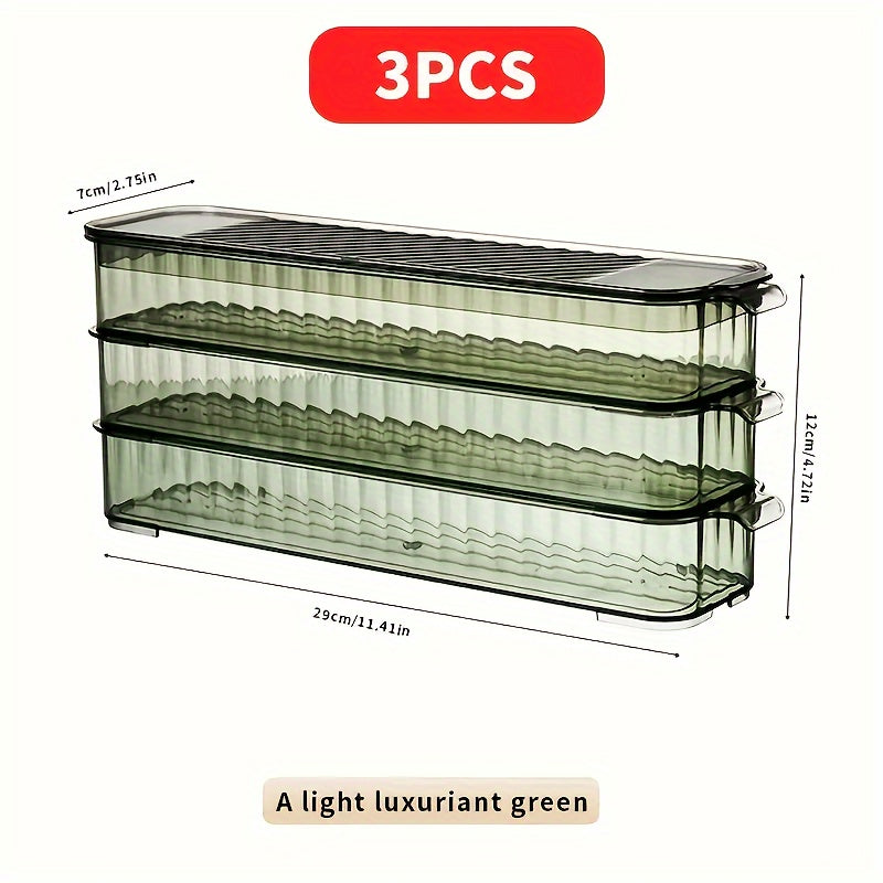 3pcs Clear Reusable Pet Plastic Storage Bins for Refrigerator Organizer