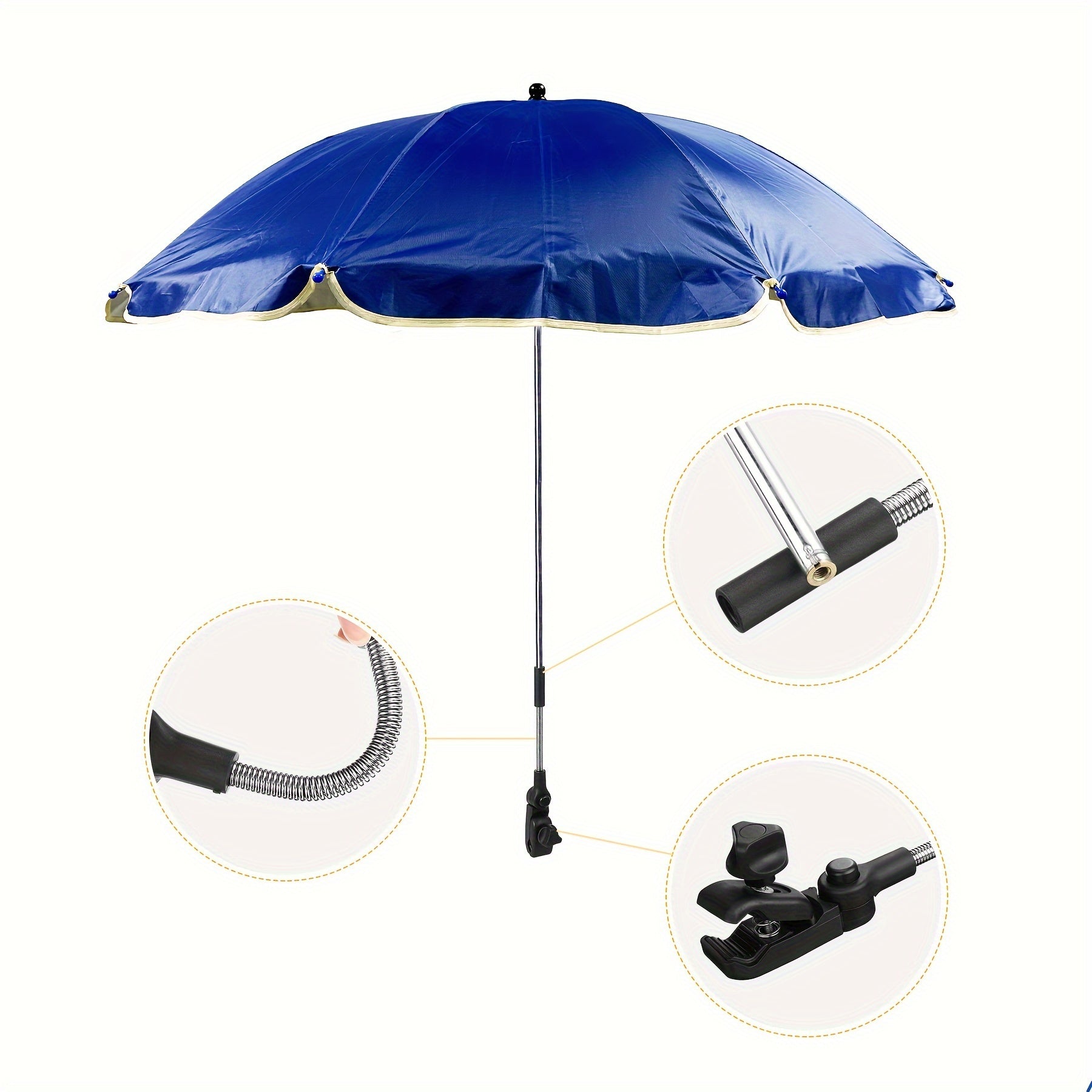 Portable 40-Inch Round Beach Umbrella with Adjustable Height and Wipe-Clean Fabric