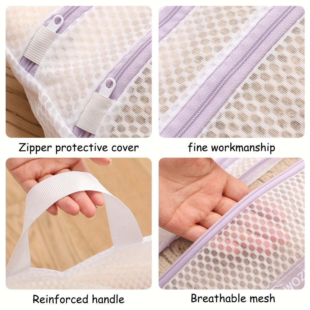 Double Layer Polyester Laundry Bag with Zipper and Reinforced Handle for Travel and Organization