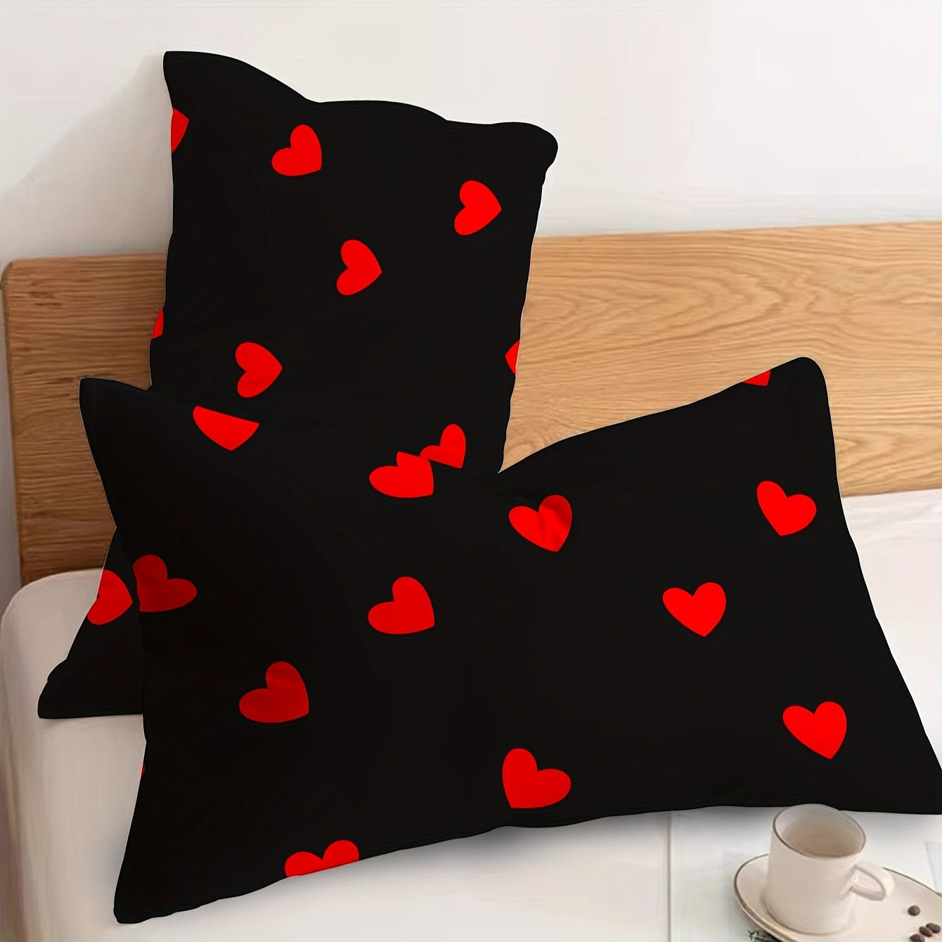 Breathable Love Pattern Pillowcases Set of 2 for Bedroom Sofa Decorative Fabric