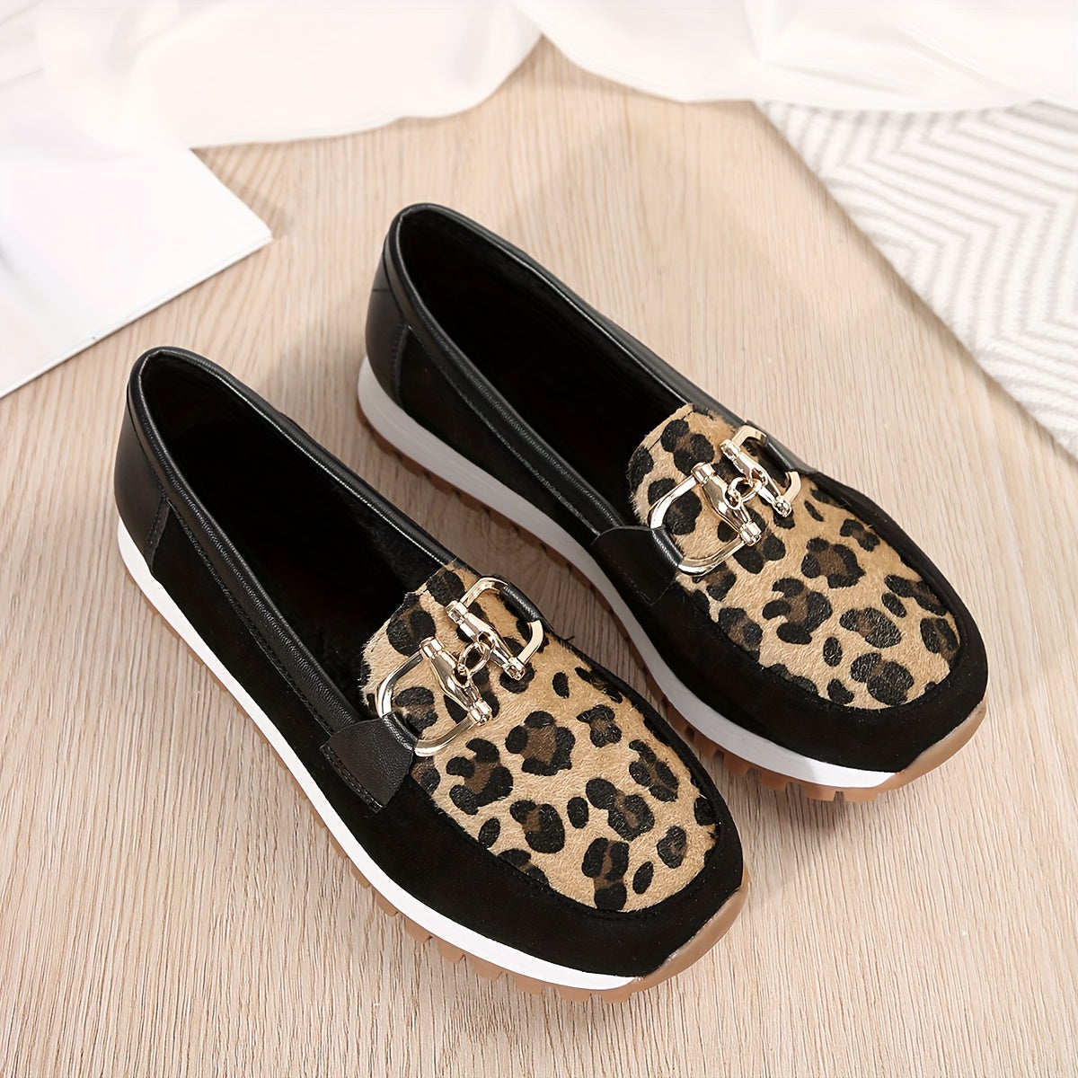 Women Loafers Spring Autumn Plaid Moccasins Slip-On Casual Shoes