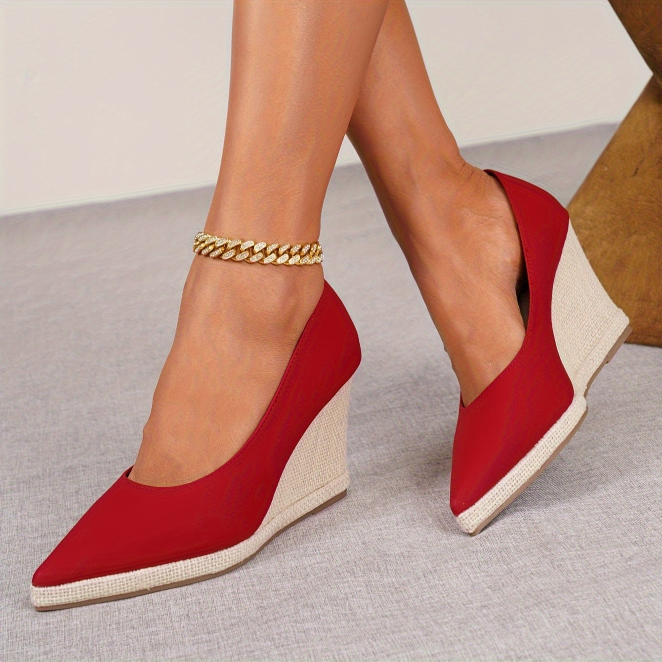 Women's Wedge Heel Shoes Thick Sole Slip-On Spring Autumn Footwear