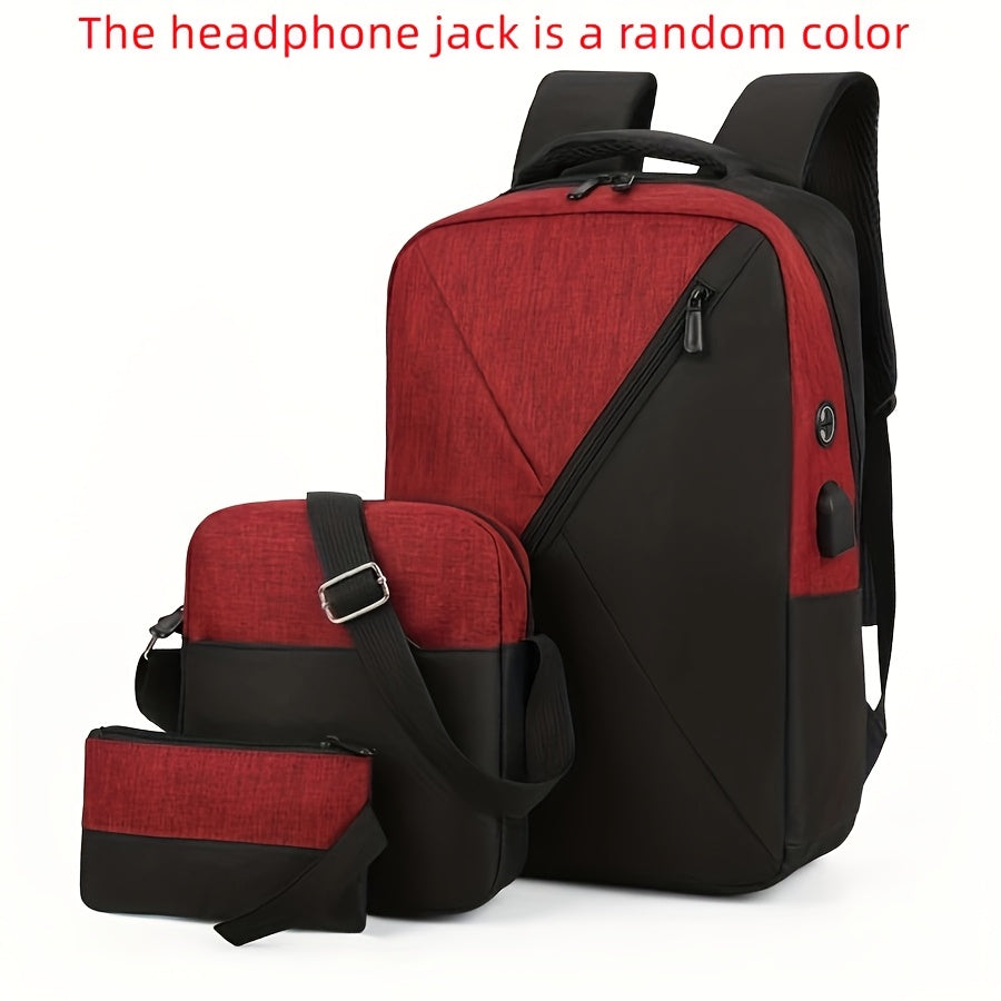 Uch qismli noutbuk ruksak to'plami suv o'tkazmaydigan polyesterdan tayyorlangan, TSA talablariga mos fermuar yopilishi bilan, kulrang, qora, qizil va ko'k ranglarda. Biznes va maktab foydalanishi uchun mos, faqat qo'l bilan yuvish.