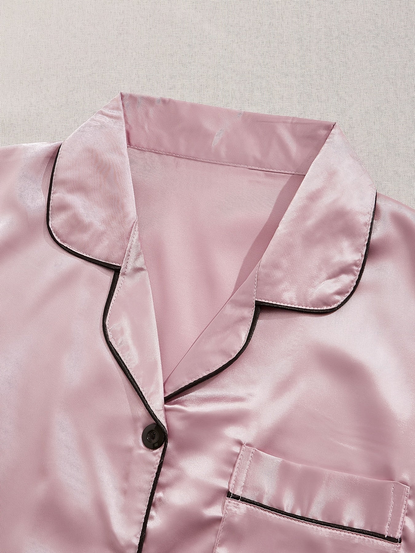 Women's Satin Pajama Set Short Sleeve Top and Elastic Waist Shorts Sleepwear Lounge Wear