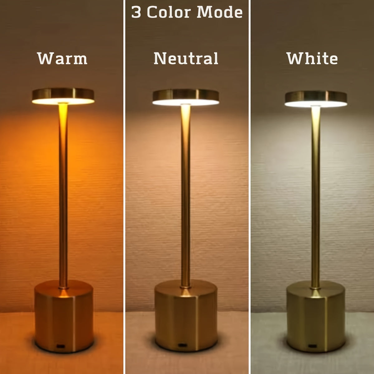 Contemporary Touch Control Table Lamp with Adjustable LED and Rechargeable Night Light in 3 Colors