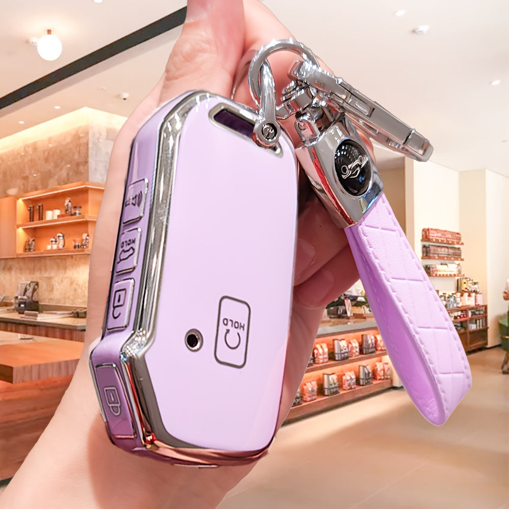 Car Key Cover with Keychain Universal Fit for SUV and Sedan Black Plastic