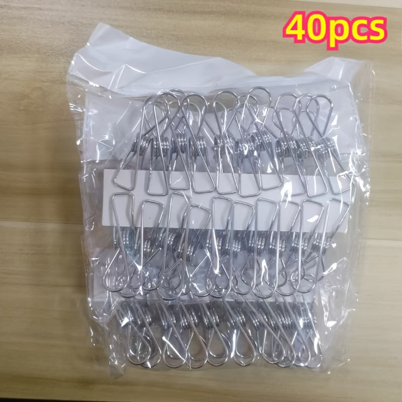 Juego de pinzas de ropa de acero inoxidable 20 40 60 80 piezas pinzas de metal duraderas para lavandería