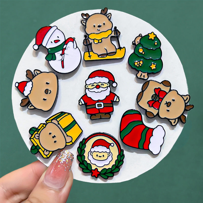 10 Rojdestvo broshlari Santa Claus Elk Cartoon Style Moda Pinlari Yelka tugmalari