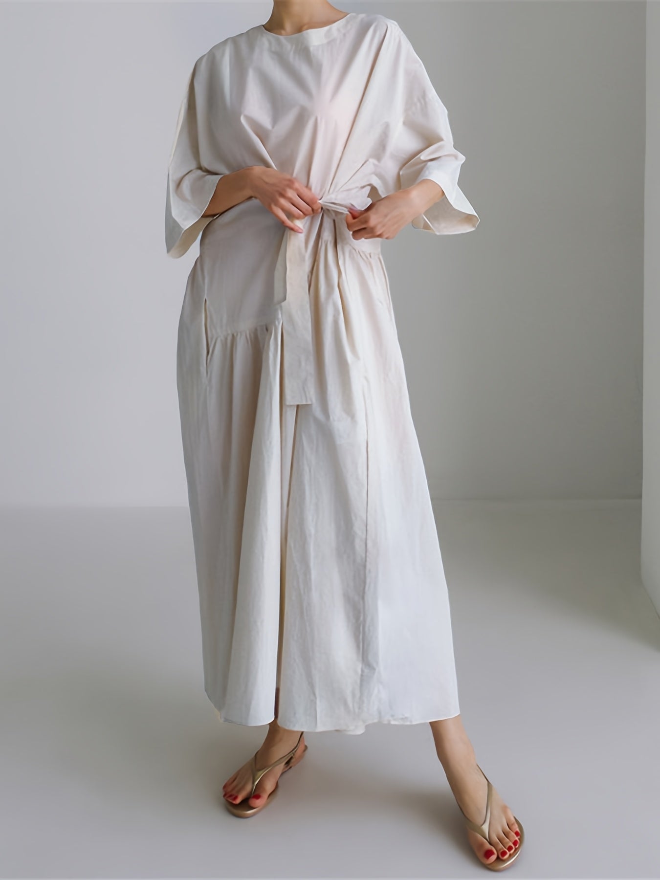 Women's Sleeveless Navy Blue Tunic Dress for Casual Spring and Fall Non-Stretch Polyester