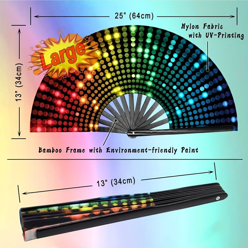 Glow-in-the-Dark Folding Fan with Nature Theme Portable Party Accessory for Raves and Festivals