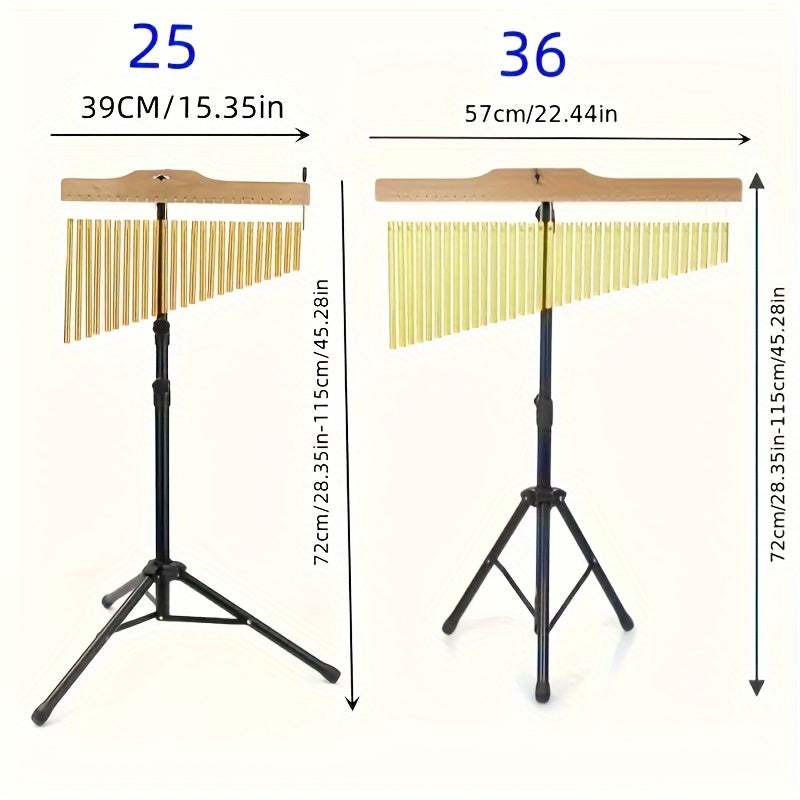 Set de campanas de viento de aluminio de 36 tonos con soporte y mazo para actuaciones musicales