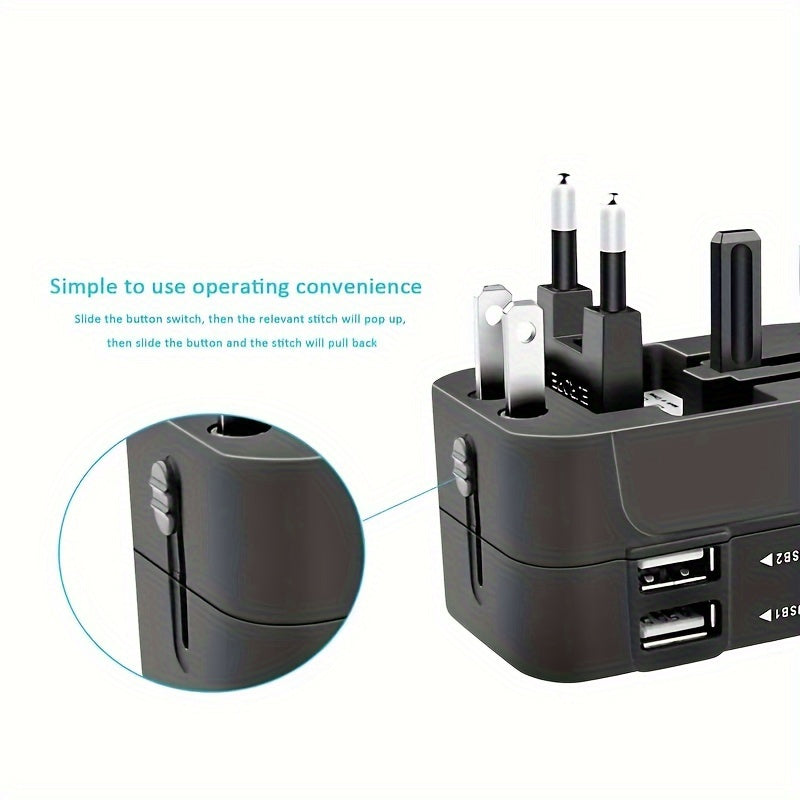 Universal Travel Charger with Dual USB Ports and Worldwide Compatibility