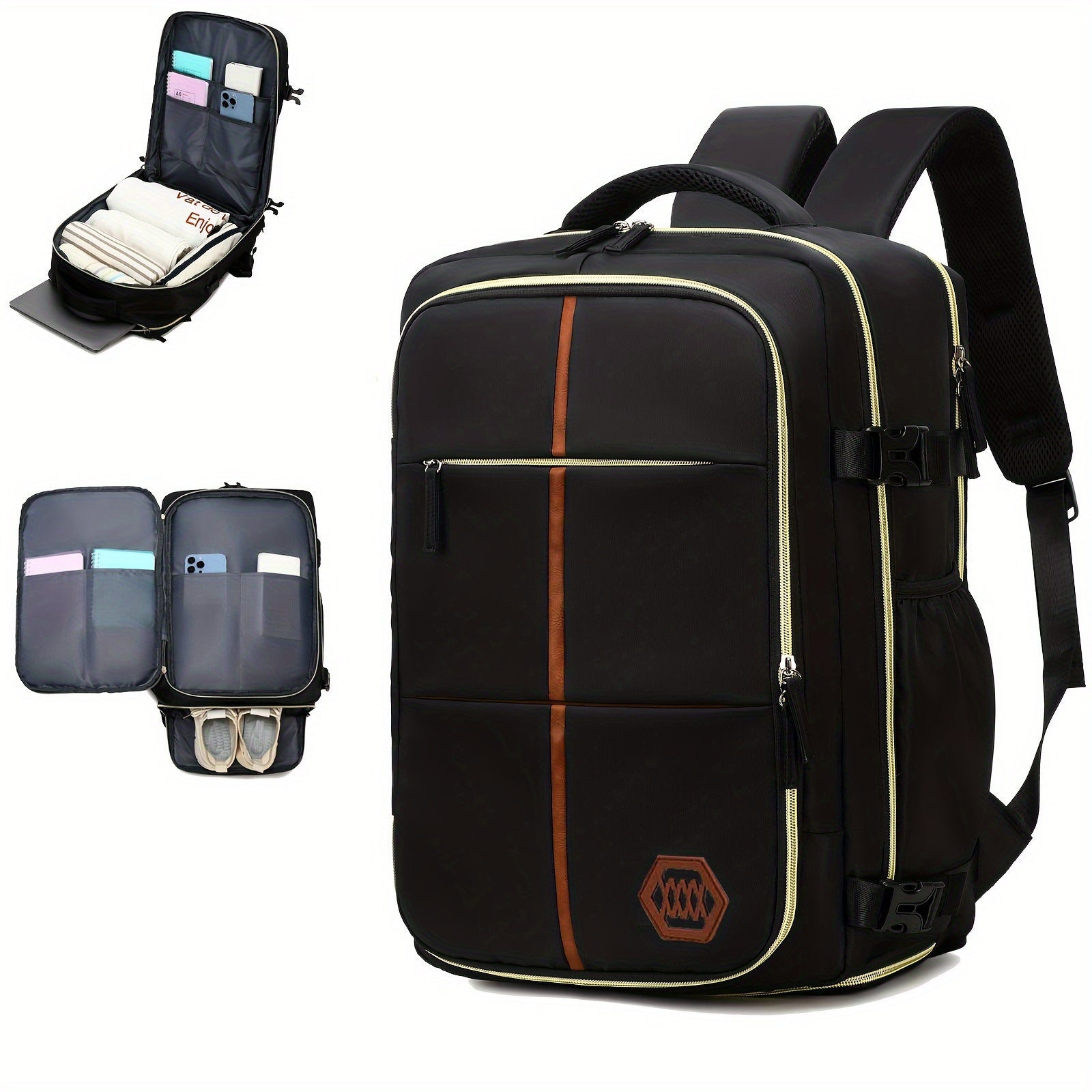 Unisex Travel Backpack with Shoe Compartment and Laptop Sleeve Polyester Grey