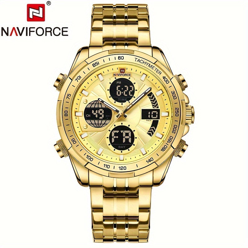 Reloj de cuarzo para hombre con correa de cuero y reloj multifunción