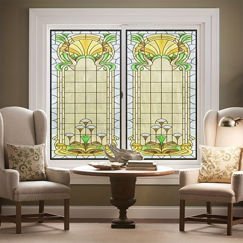 European Retro Stained Glass Window Decals for Privacy and Decoration