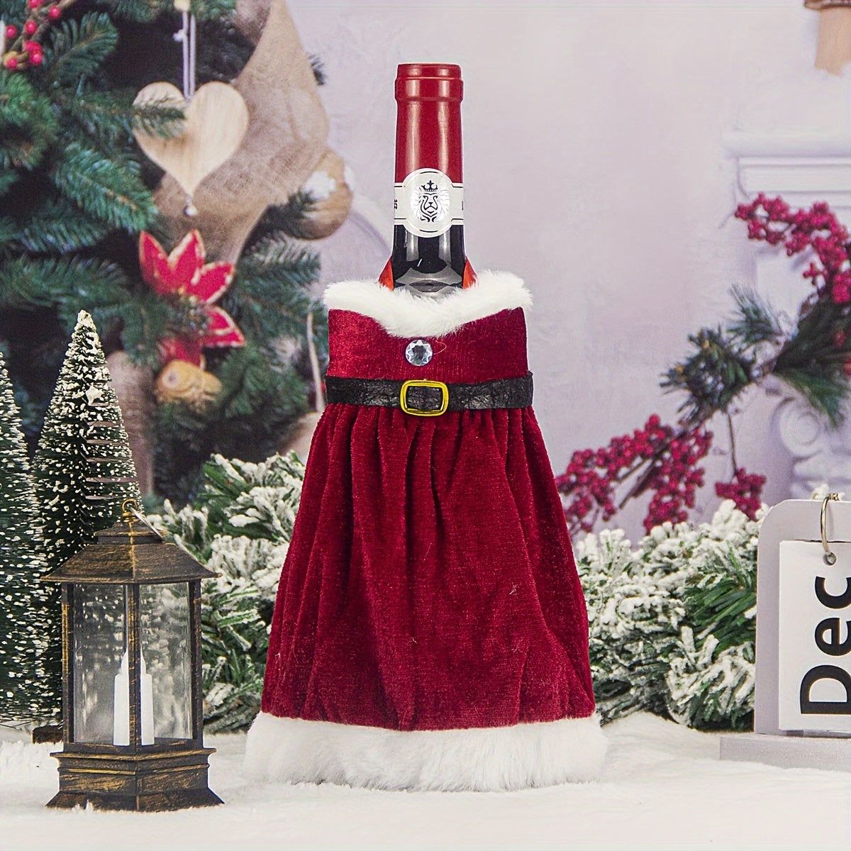 Red Wine Bag with Leak-Proof Cap for Travel and Christmas Party Decoration