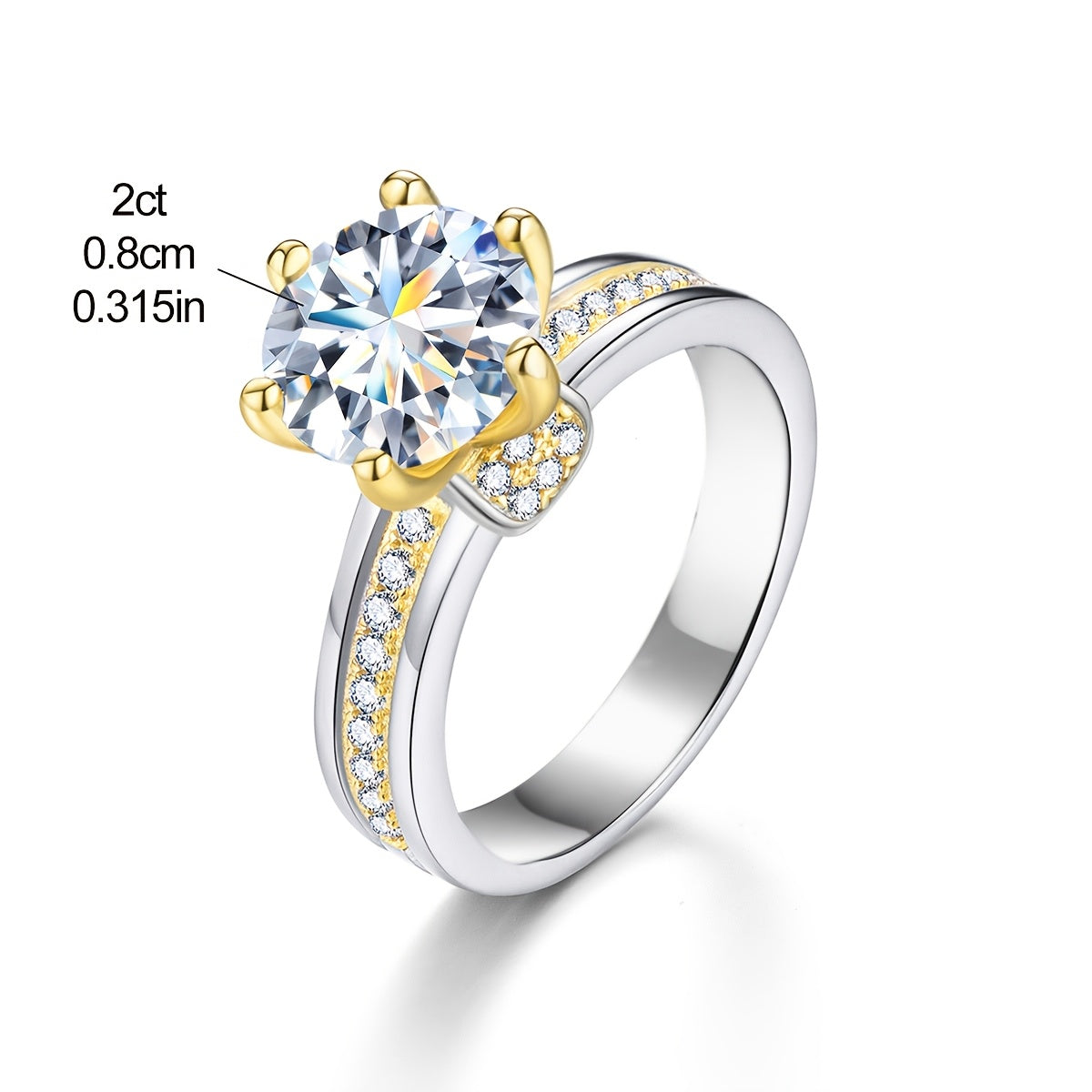 Ladies' Jewelry 2 Carat Mozambique Stone Engagement Ring Sterling Silver with Promise Eternal Anniversary Valentine's Day