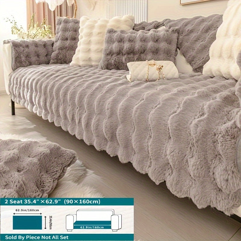 Winter Plush Sofa Cover Anti-Slip Dustproof Slipcover for Couch Living Room Bedroom