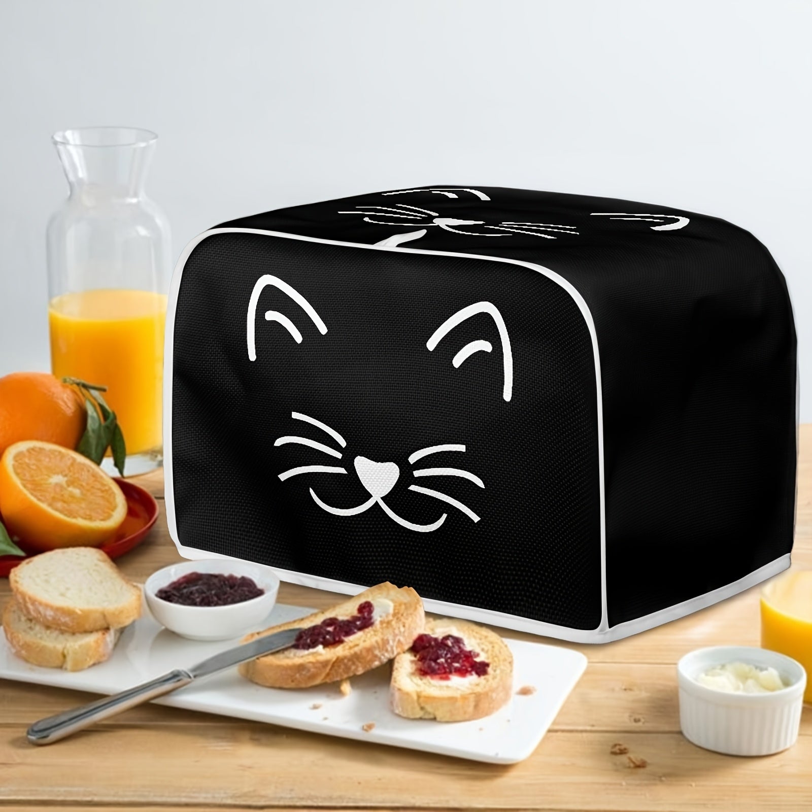 Cat Print Toaster Cover Dustproof Anti-Fingerprint Anti-Oil Machine Washable Kitchen Appliance Protector