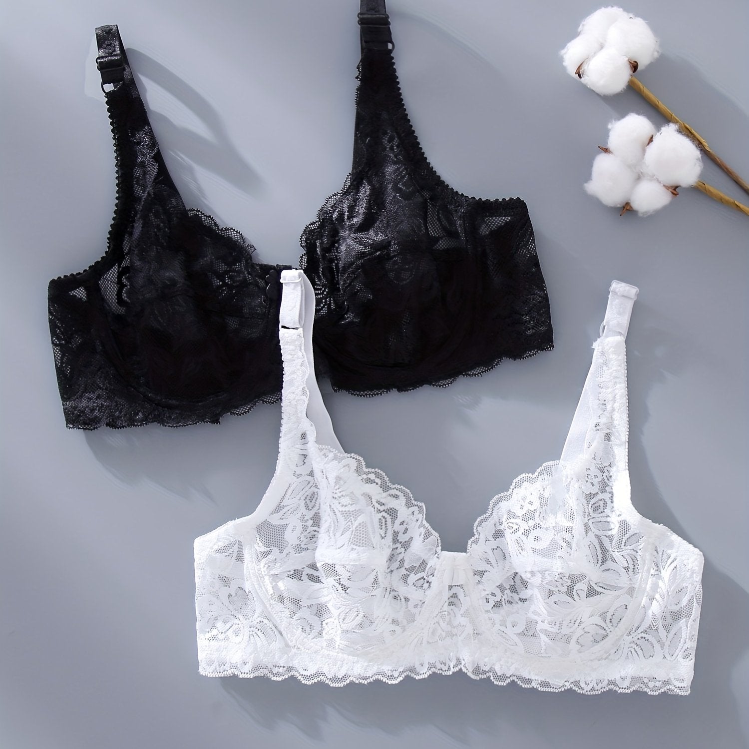 Women's Lace Bras Semi-Sheer Elegant Daily Wear Underwear