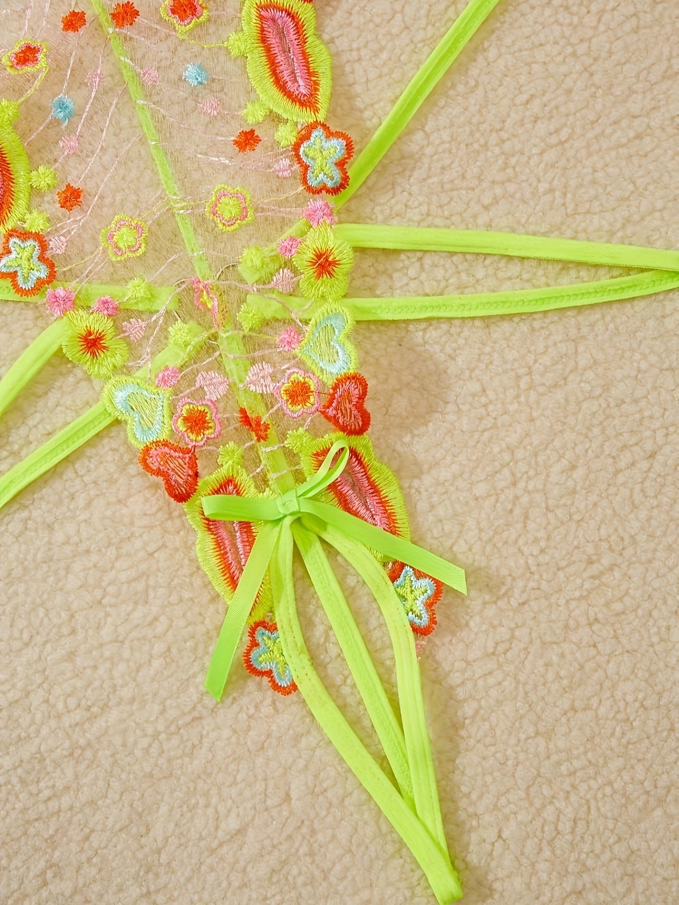 Women's Floral Embroidery Mesh Teddy with Cut Out Halter Backless Lingerie