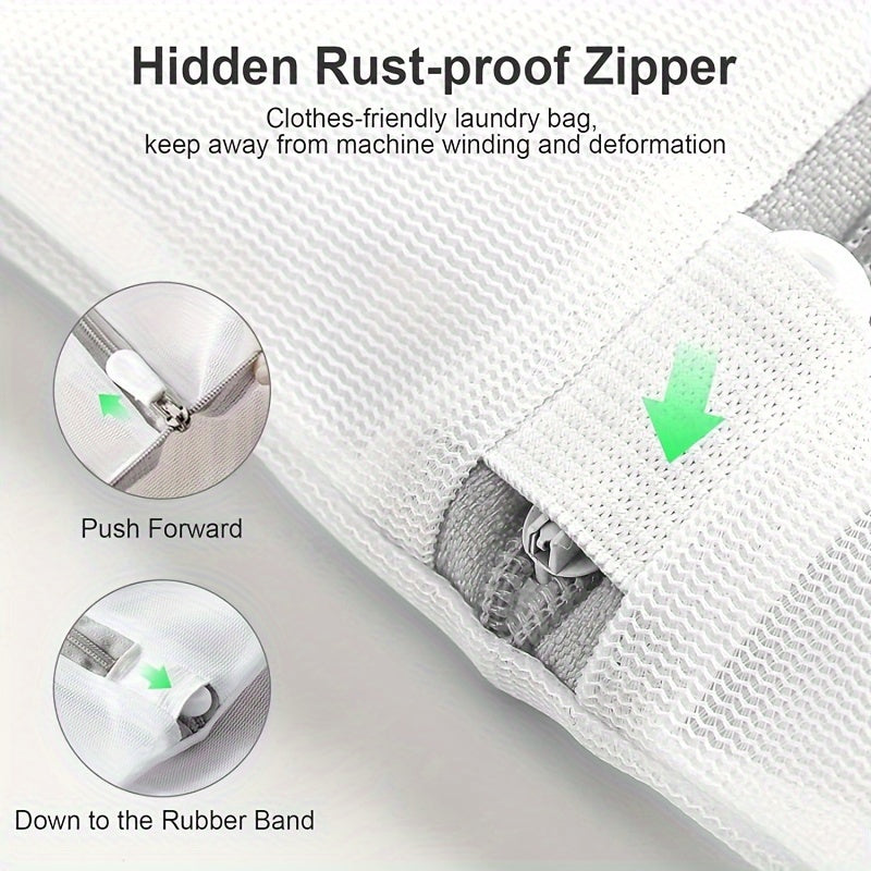 Juego de cuatro bolsas de malla de poliéster extra grandes con cremalleras para prendas delicadas 57x57cm