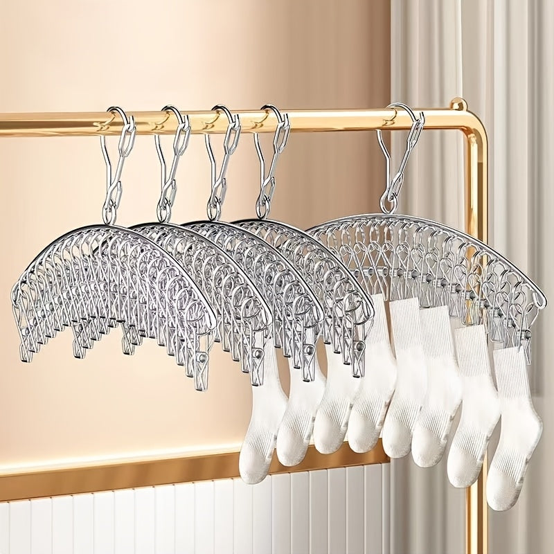 Estante de secado de acero inoxidable con clips de bloqueo para calcetines y ropa interior, ahorro de espacio, 10 o 20 clips