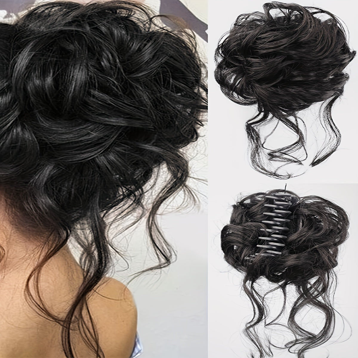 Women's Messy Curly Claw Clip Hair Bun Synthetic Hairpiece for All Occasions