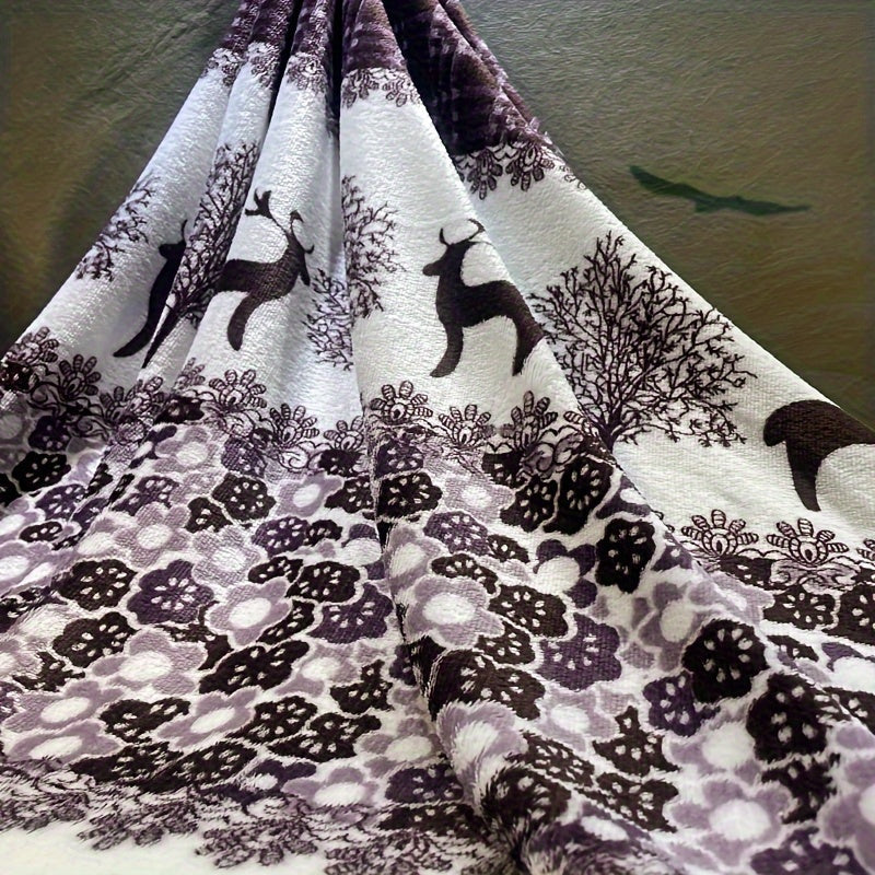 Flower Print Flannel Blanket Soft Warm Throw for Couch Bed Camping