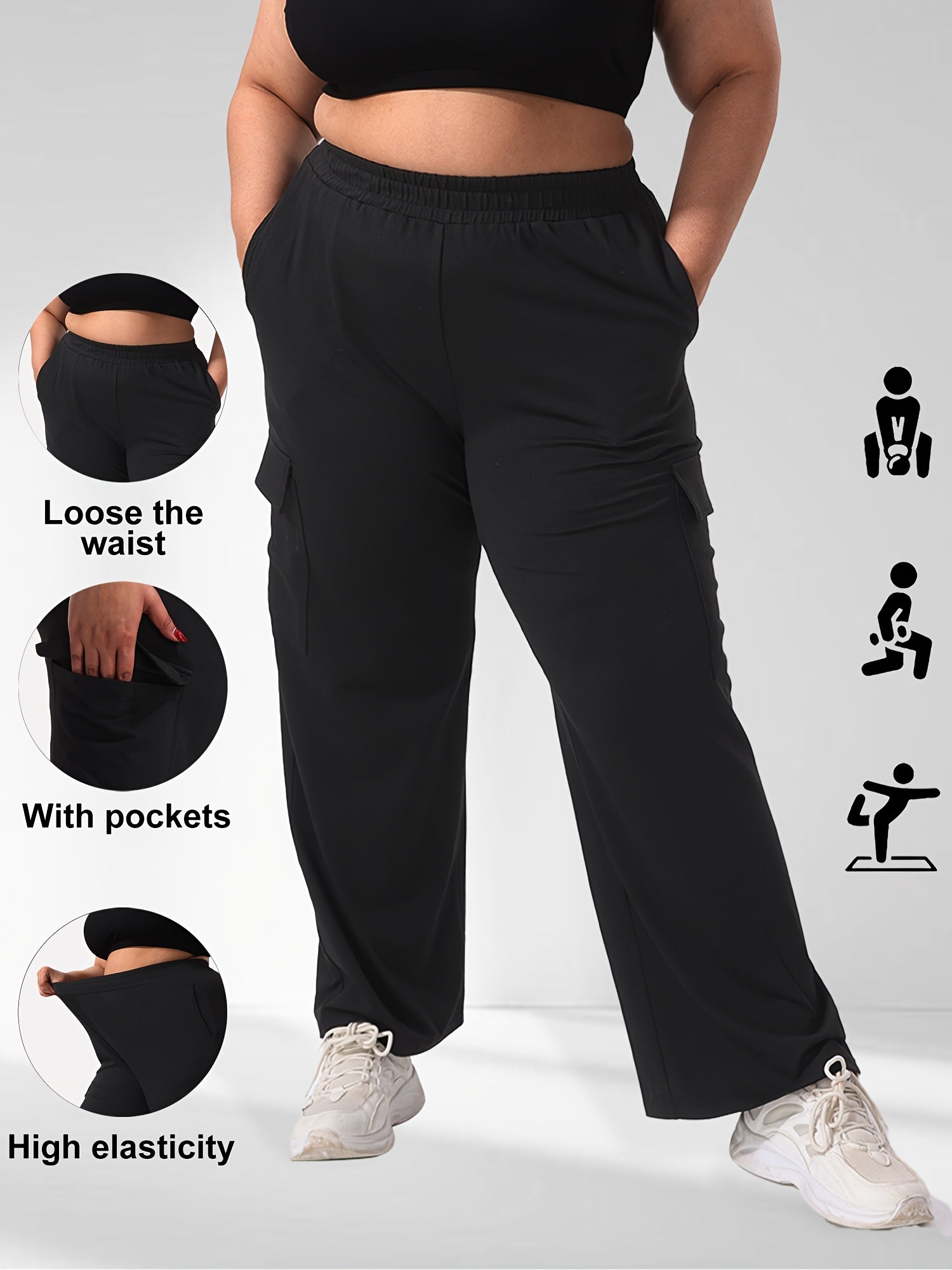 Plus Size High-Waisted Joggers Breathable Stretchy Casual Pants
