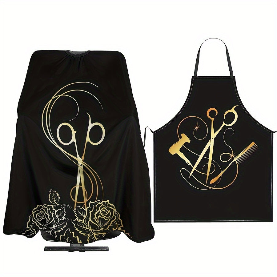 Waterproof Haircut Apron Set for Salon Professionals Polyester Easy to Clean All Hairstyles