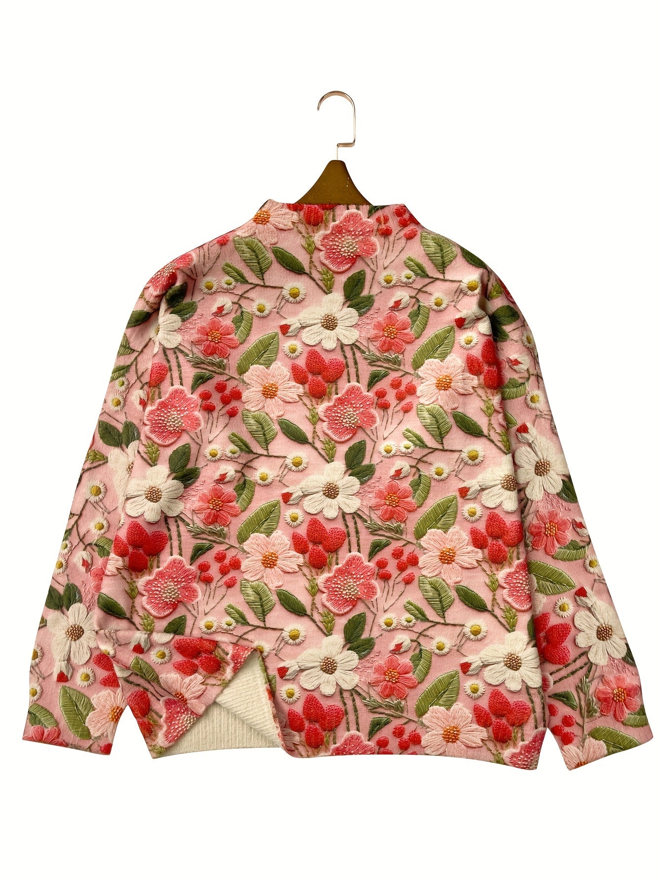 Women's Plus Size Floral Sweater Thick Knit 3D Flower Print Long Sleeve Pullover