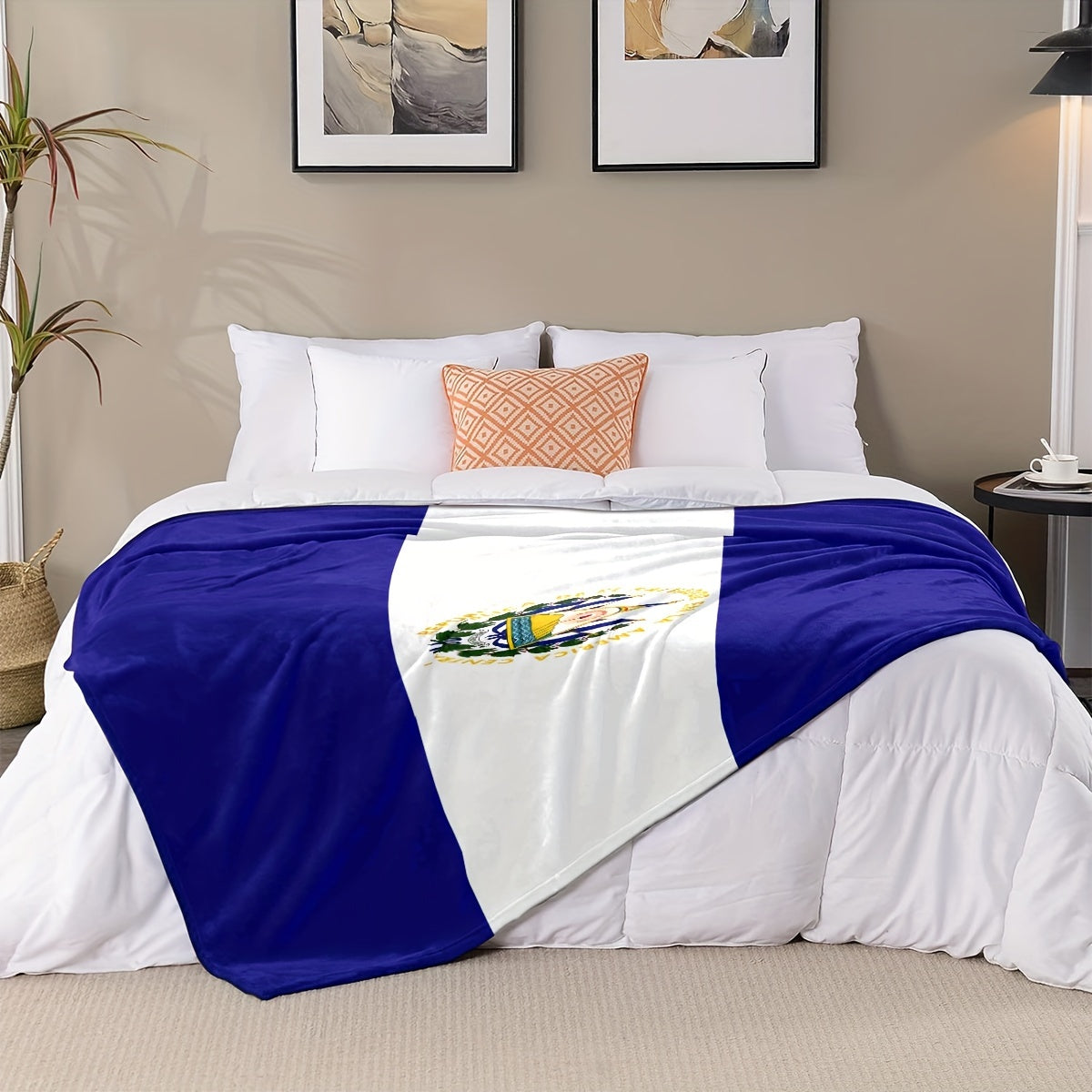 Flannel Throw Blanket with Modern El Salvador Flag Design Soft Cozy for Couch Sofa All Seasons Home Decor