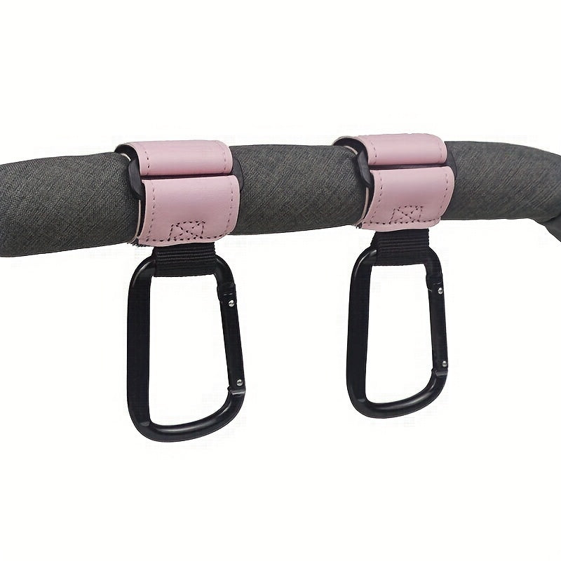 Faux Leather Stroller Hooks Clips for Diaper Bags and Accessories