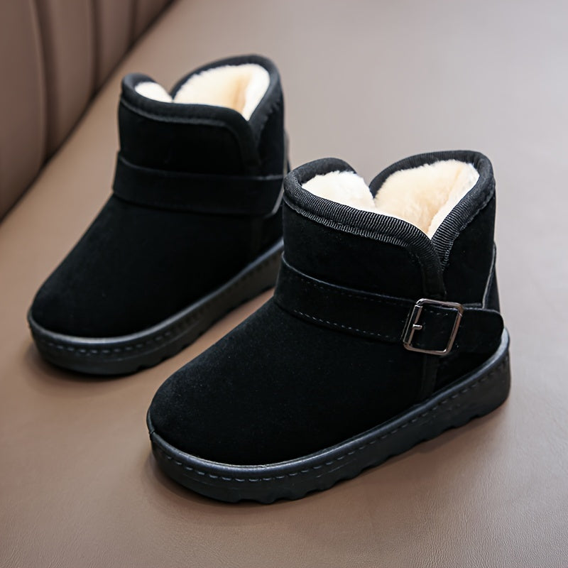 Winter Boots for Boys and Girls Thickened Fabric Snow Boots with Rubber Sole