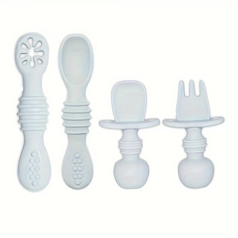 Silicone Baby Utensil Set Fork and Spoon for Soft Feeding and Training