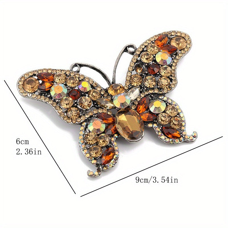 Шикарная брошка в виде бабочки с стразами, роскошной неправильной формы, стильный аксессуар для женщин, уникальное дополнение к вашему гардеробу, смелая брошка и кнопка.