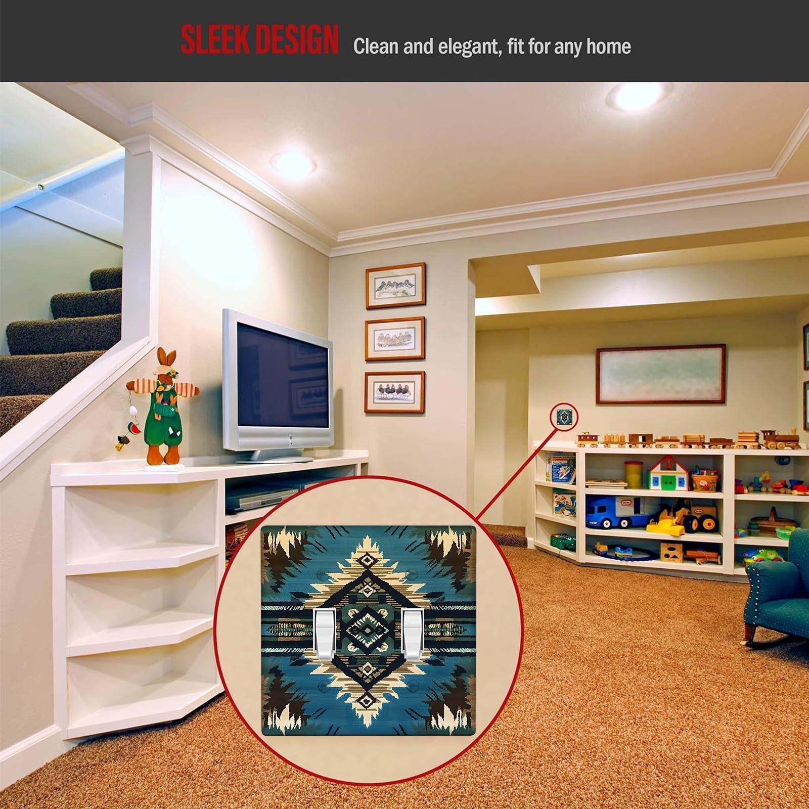 South West Native American Design Light Switch Cover No Power Needed